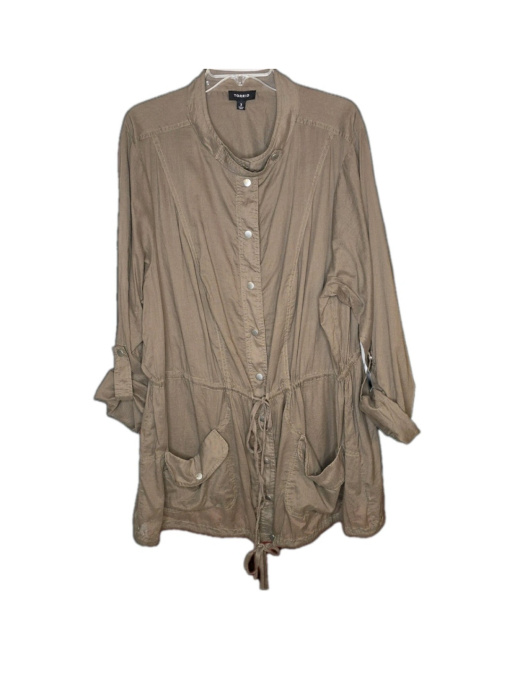 Torrid Womens Size 3 Chiffon Utility Shirt Jacket Tobacco Brown Plus